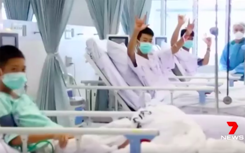 The 12 boys remain in hospital in Chiang Rai. Source: 7 News