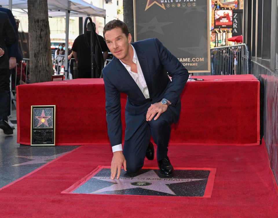 Actor Benedict Cumberbatch is honored with his star on the Hollywood Walk of Fame, February 28, 2022 in Hollywood, California. (Photo by Robyn Beck / AFP) (Photo by ROBYN BECK/AFP via Getty Images)