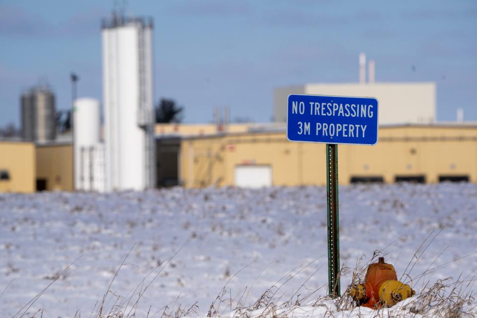 3M’s 712,000 square-foot plant is shown Friday, February 16, 2024, in Menomonie, Wisconsin. Groundwater near the 3M plant on the edge of the Dunn County city has tested positive for PFAS, although none has been found in municipal wells. PFAS chemicals, a group of more than 10,000 compounds, are widely used in consumer products, including rain jackets, nonstick pots and pans, and waterproof mascara. They get into the environment through manufacturing, industrial waste, landfills and the use of firefighting foam.