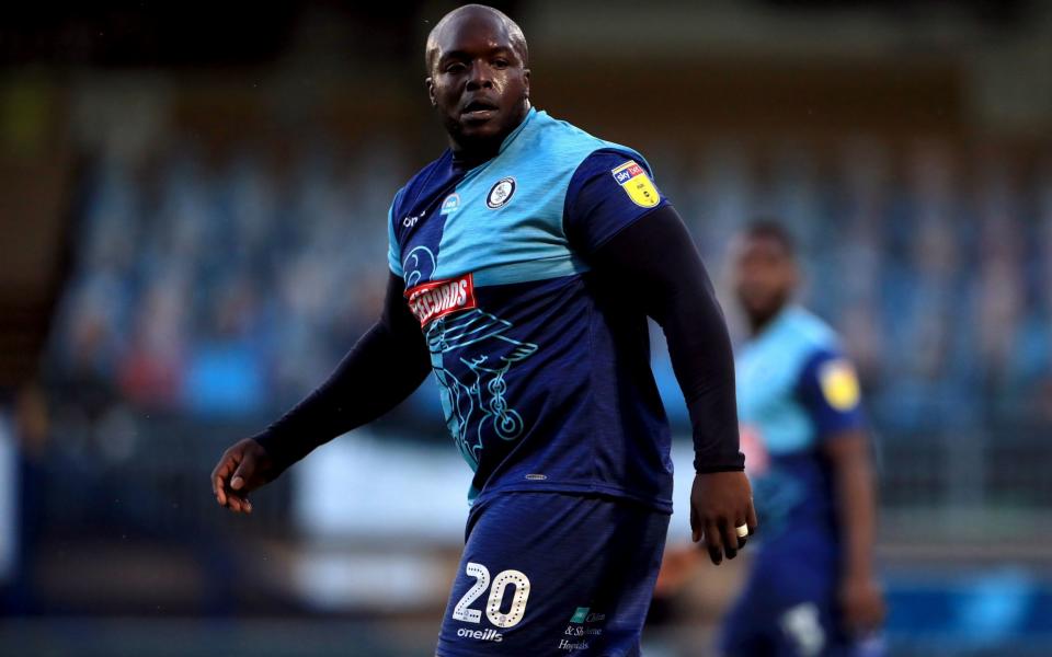 Adebayo Akinfenwa in action for Wycombe against Fleetwood - PA