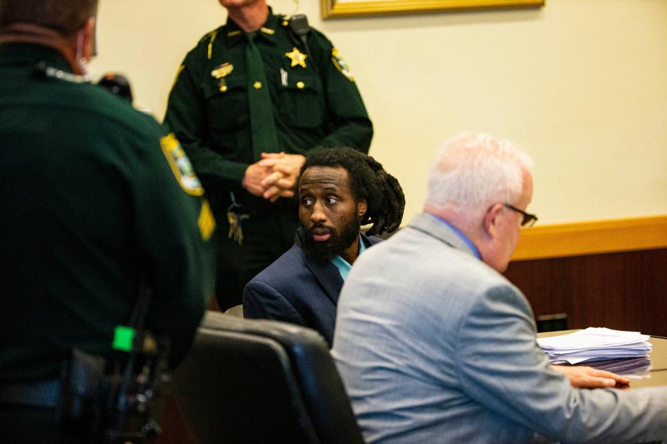 Wisner Desmaret reacts as the jury recommends life in prison in the murder of Fort Myers police officer Adam Jobbers-Miller on Friday.