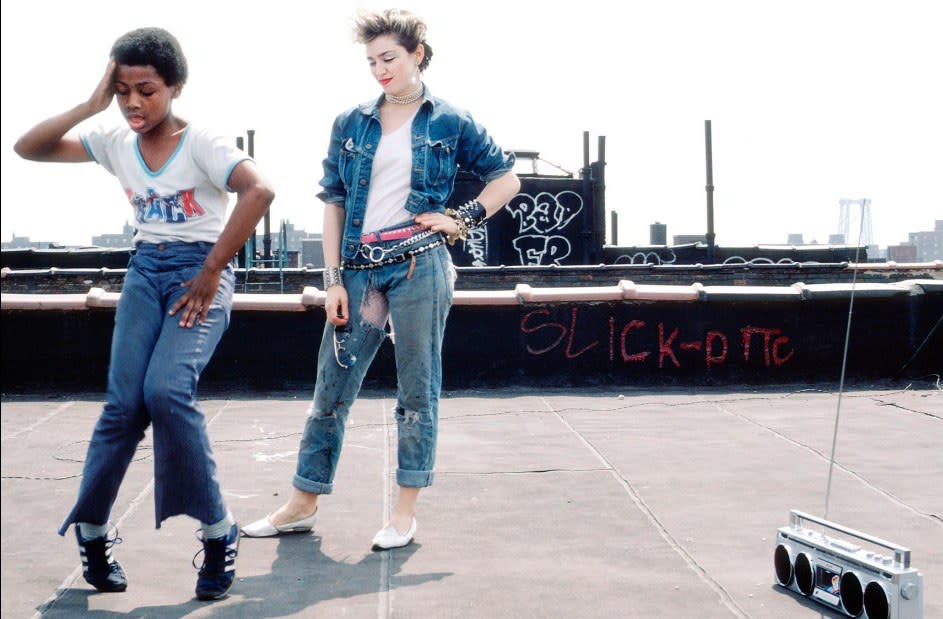 We love this part-girly, part-punk look on Madonna in the '80s.