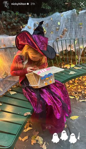 <p>Nicky Rothschild/Instagram</p> Nicky Hilton Rothschild's daughter as a purple witch