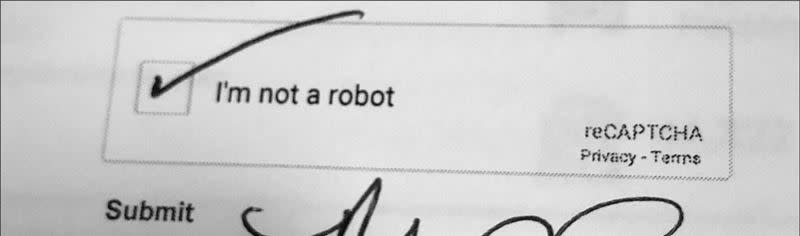 賣家讓原po在他面前勾選「我不是機器人」。（圖／翻攝自推特@@MarciRobin）