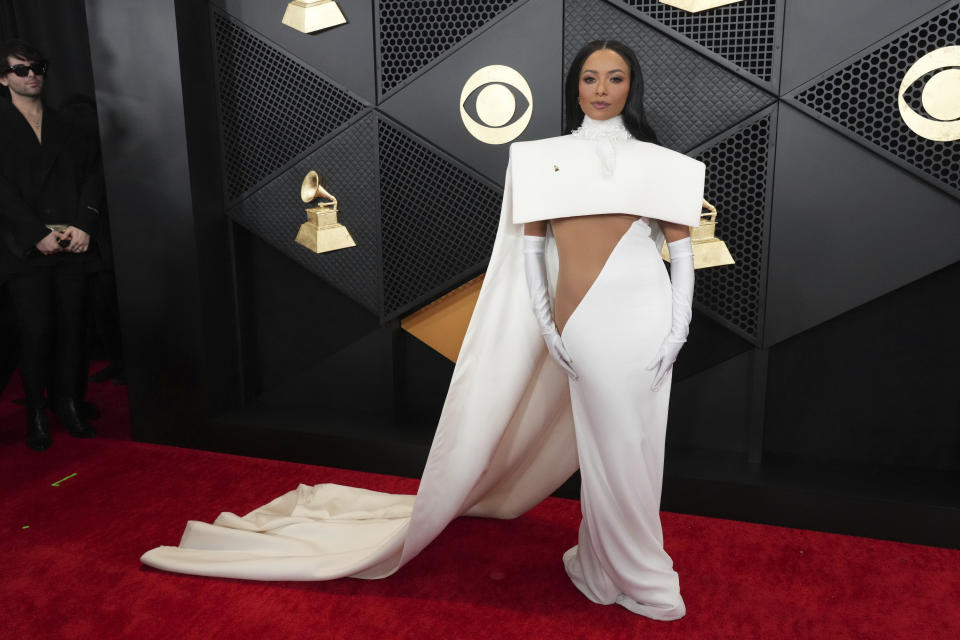 Kat Graham arrives at the 66th annual Grammy Awards on Sunday, Feb. 4, 2024, in Los Angeles. (Photo by Jordan Strauss/Invision/AP)