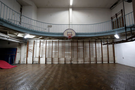 The world's oldest still-in-use basketball court, built in 1893, two years after the first court was created for the YMCA in Springfield, Massachusetts, is seen at the Union Chretienne des Jeunes Gens de Paris, the French equivalent of the YMCA, in Paris, France, August 1, 2018. REUTERS/Benoit Tessier