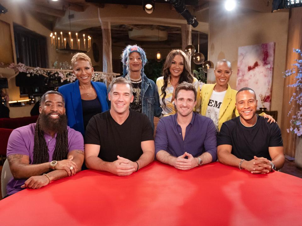 Adrienne Banfield Norris, Willow Smith, Sheree Zampino, Jada Pinkett Smith, DeVon Franklin, Matthew Hussey, Lewis Howes, and Stephan Labossiere on "Red Table Talk."