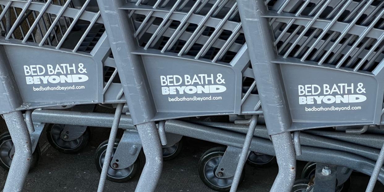 Bed Bath & Beyond shopping carts outside a store