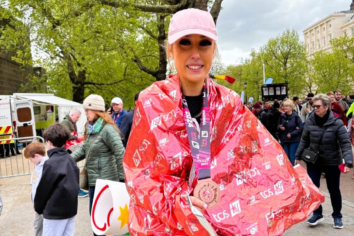 Norfolk NFU adviser Flora Archer has raised more than £4,500 for the East Anglian Air Ambulance after completing the 2024 London Marathon <i>(Image: NFU)</i>