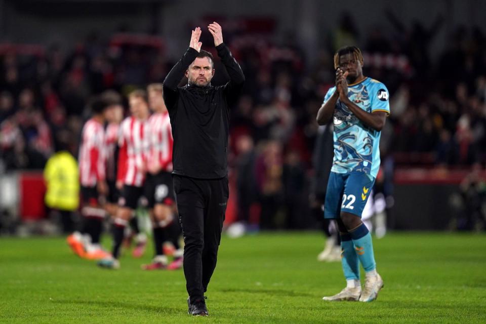 Southampton manager Nathan Jones applauds supporters (John Walton/PA) (PA Wire)