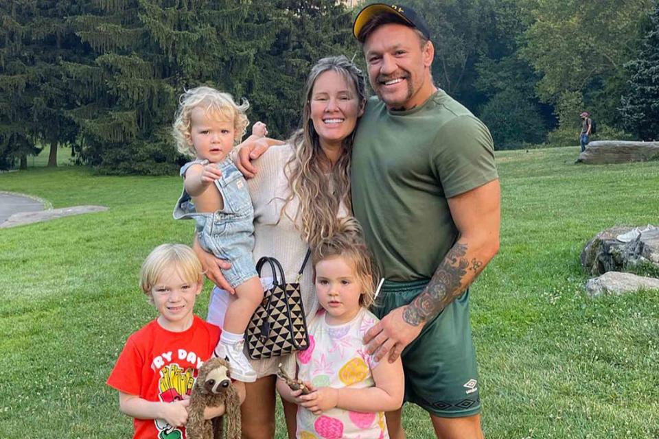 <p>Conor McGregor Instagram</p> Conor McGregor and Dee Devlin with their kids Conor Jr., Croia, and Rian. 