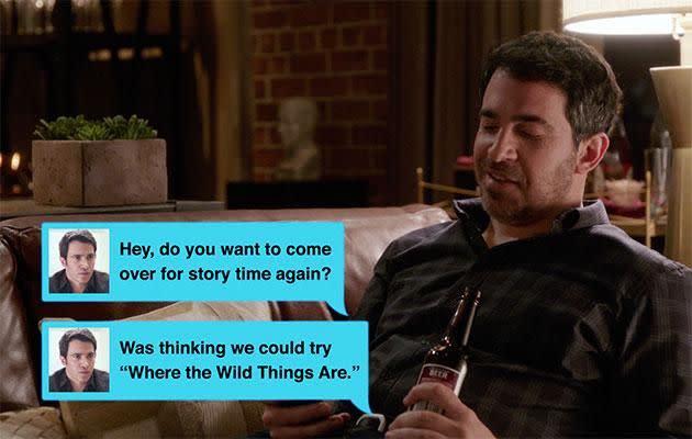 The ol' drunk text didn't work out for Danny Castellano. Source: Hulu/The Mindy Project