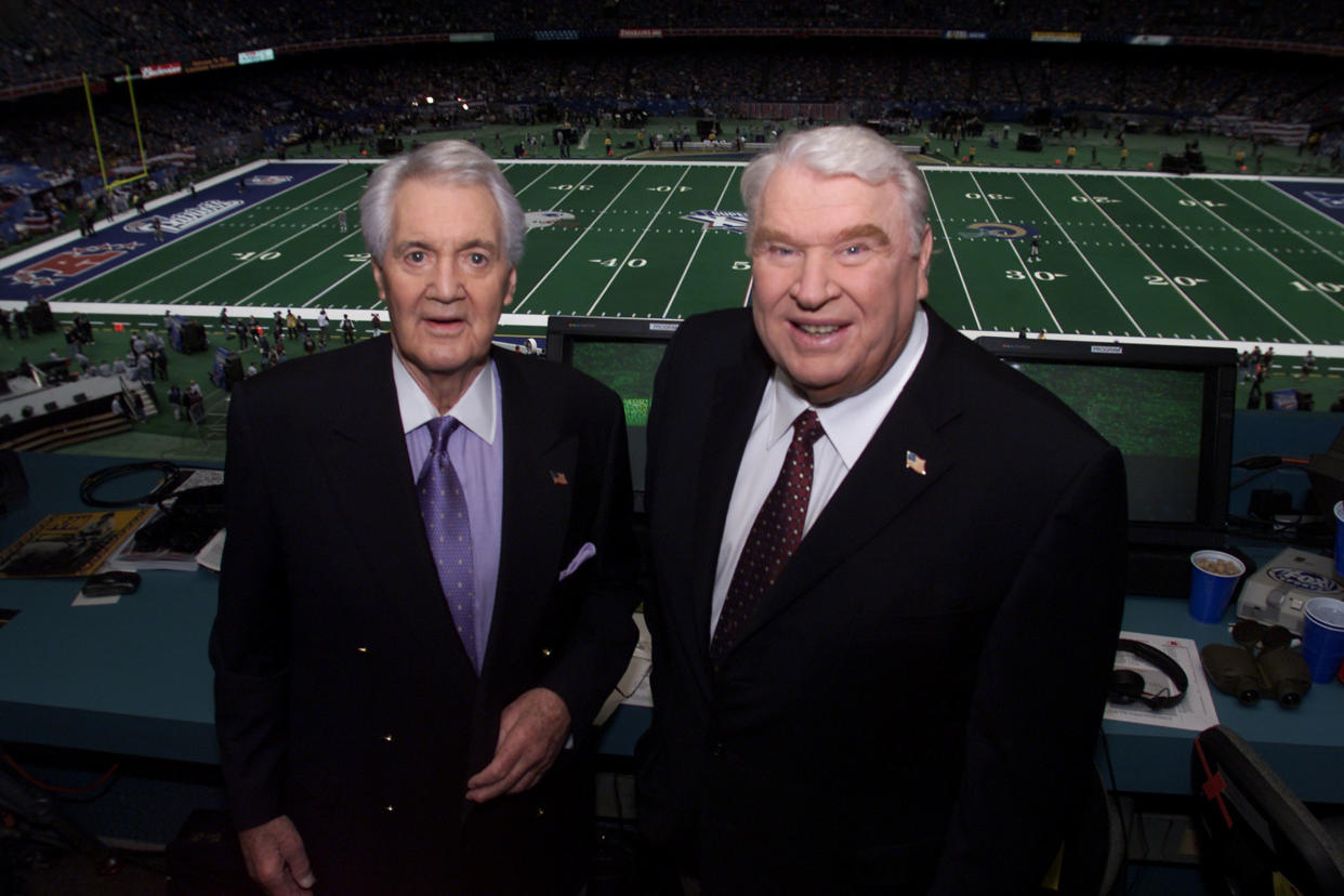Teamed with Pat Summerall (left), John Madden became the voice of a generation of NFL coverage. (Photo by Frank Micelotta/ImageDirect)