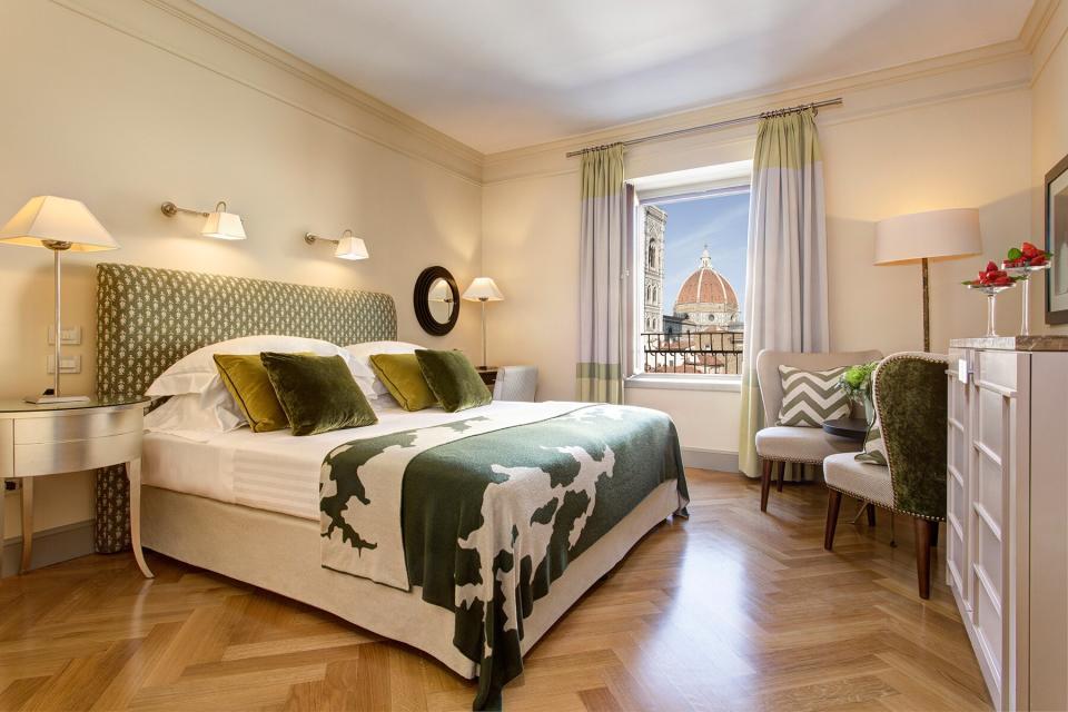 The bedroom in the Duomo Presidential Suite at Hotel Savoy