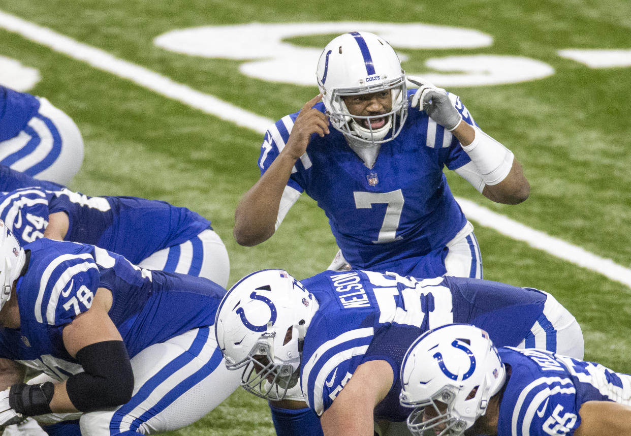 Jacoby Brissett's most extensive starting experience came with the Indianapolis Colts. (Photo by Bobby Ellis/Getty Images)