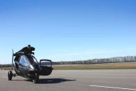 The top speed is the same on the ground as in the air, around 180 kilometres an hour, or 110 miles an hour.