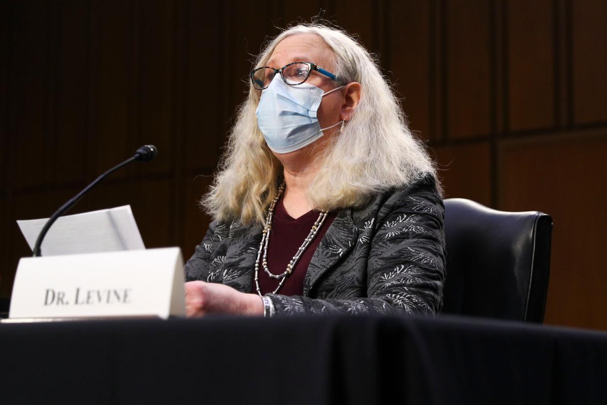 <p>File Image: Rachel Levine, nominee for Assistant Secretary in the Department of Health and Human Services, testifies at her confirmation hearing before the Senate Health, Education, Labor, and Pensions Committee 25 February 2021 on Capitol Hill in Washington DC</p> (Getty Images)