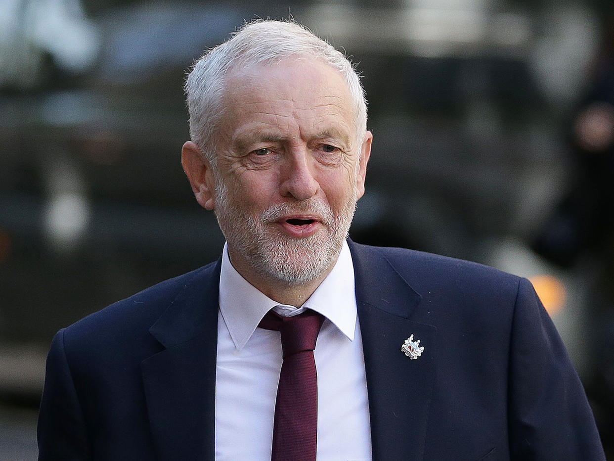 Britain's main opposition Labour party leader Jeremy Corbyn arrives to make a general election campaign speech in central London: Getty