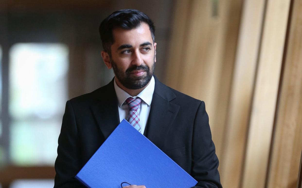 Humza Yousaf, the SNP Justice Secretary, on his way to make his Holyrood statement - Pool/Getty