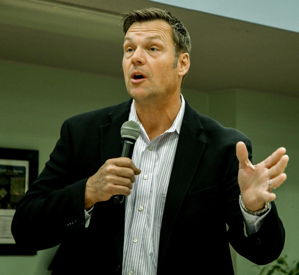 Kansas Secretary of State Kris Kobach (R) will have to show that voter fraud is a substantial problem in his state in a lawsuit challenging a requirement that Kansans show proof of citizenship when they register. (Photo: Mark Reinstein via Getty Images)