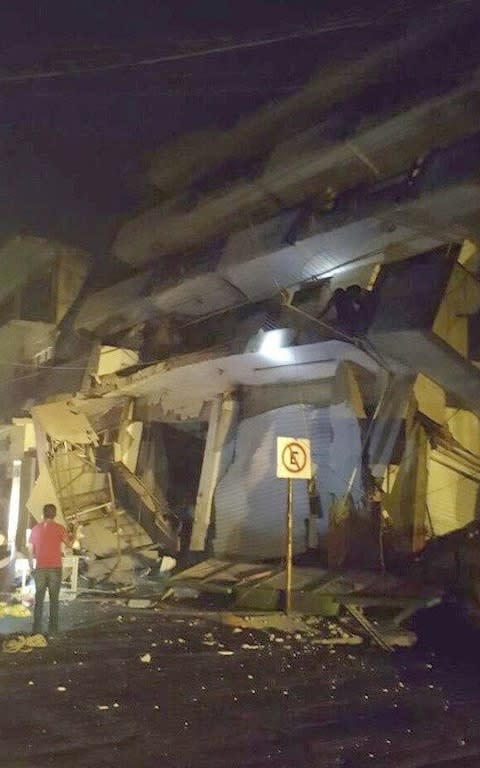  a collapsed building in Matias Romero, Oaxaca, Mexico - Credit:  EFE/Civil Defense