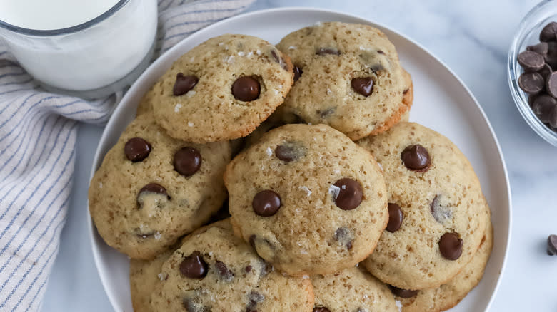 Chocolate chip quinoa cookies on a plate