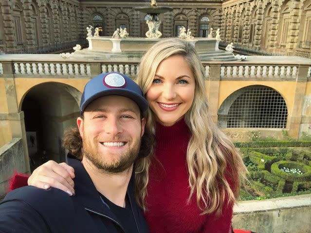 <p>Amy Cole Instagram</p> Gerrit Cole takes a selfie with his wife Amy Cole in Italy.