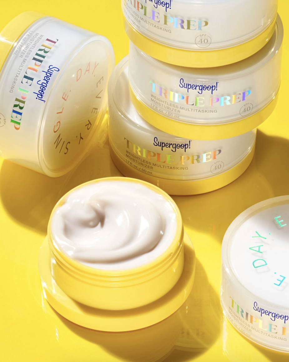 Supergoop Triple Prep moisturizer containers