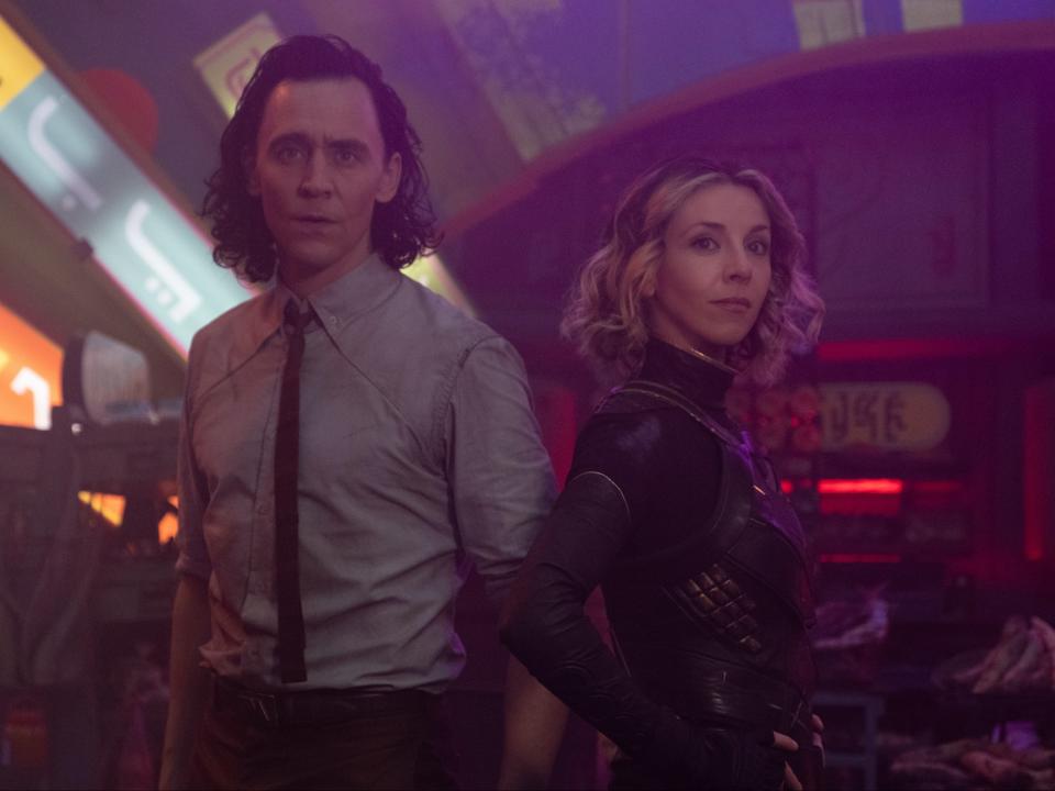 Tom Hiddleston and Sophia Di Martino in ‘Lamentis’, the third episode of ‘Loki’ (Chuck Zlotnick/Marvel Studios 2021)
