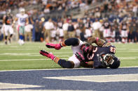 Devin Hester #23 of the Chicago Bears catches a 34-yard touchdown reception in the third quarter against the Dallas Cowboys at Cowboys Stadium on October 1, 2012 in Arlington, Texas. (Photo by Ronald Martinez/Getty Images)