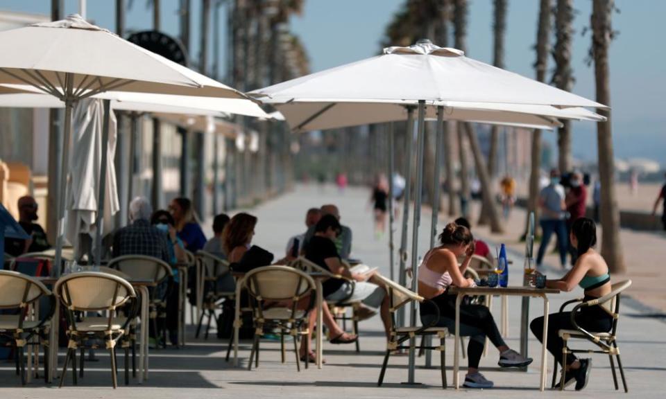 A bar terrace in Valencia, Spain.