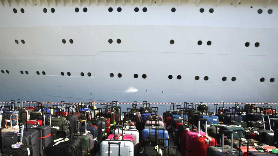 Luggage outside of a cruise ship