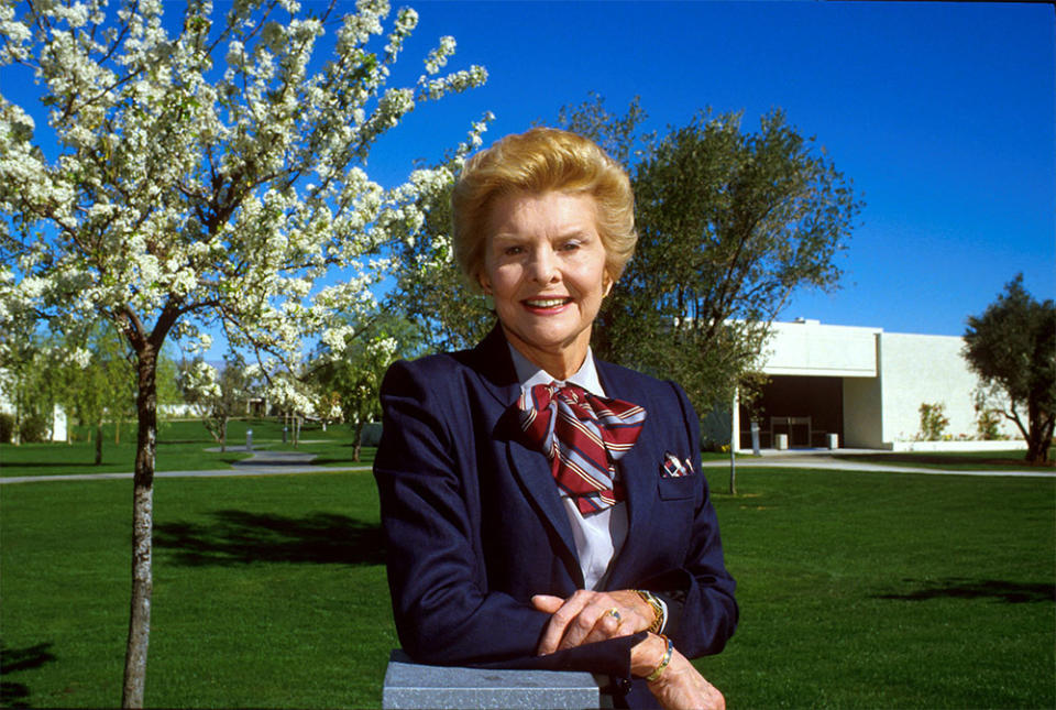 First Lady Betty Ford in front of the Betty Ford Clinic at Rancho Mirage California, 1997.