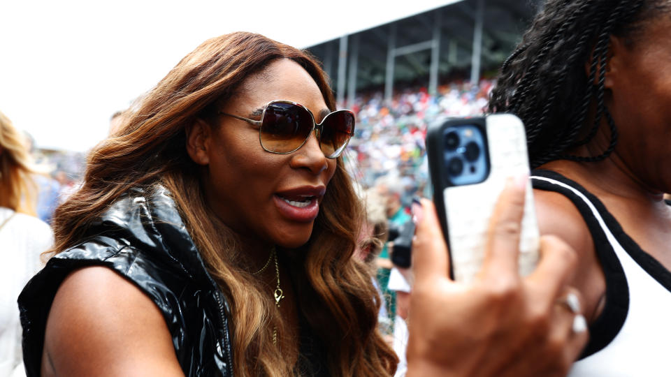 MIAMI, FLORIDA - MAY 7: Serena Williams watches the start demonstration before the F1 Miami Grand Prix at Miami International Speedway on May 7, 2023 in Miami, Florida.  (Photo: Dan Istitene - Formula 1/Formula 1 via Getty Images)