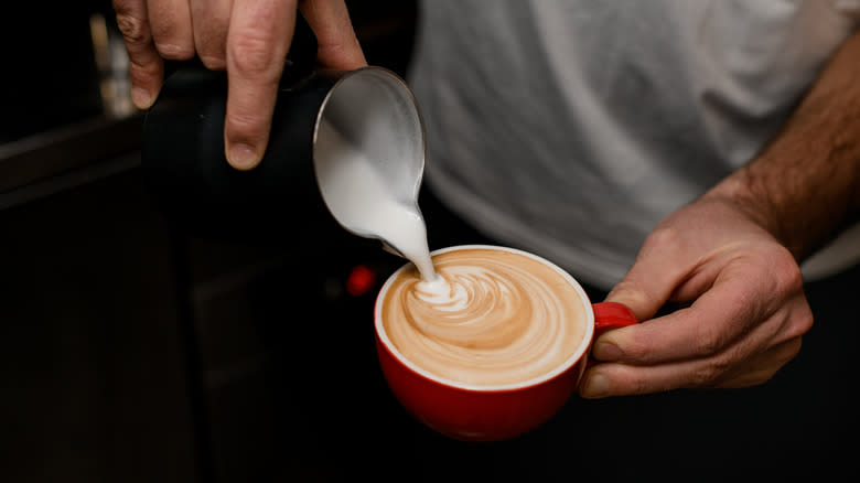 Pouring latte art 