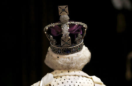 FILE PHOTO: Britain's Queen Elizabeth before the State Opening of Parliament in the House of Lords in London, Britain, May 27, 2015. REUTERS/Suzanne Plunkett/File Photo