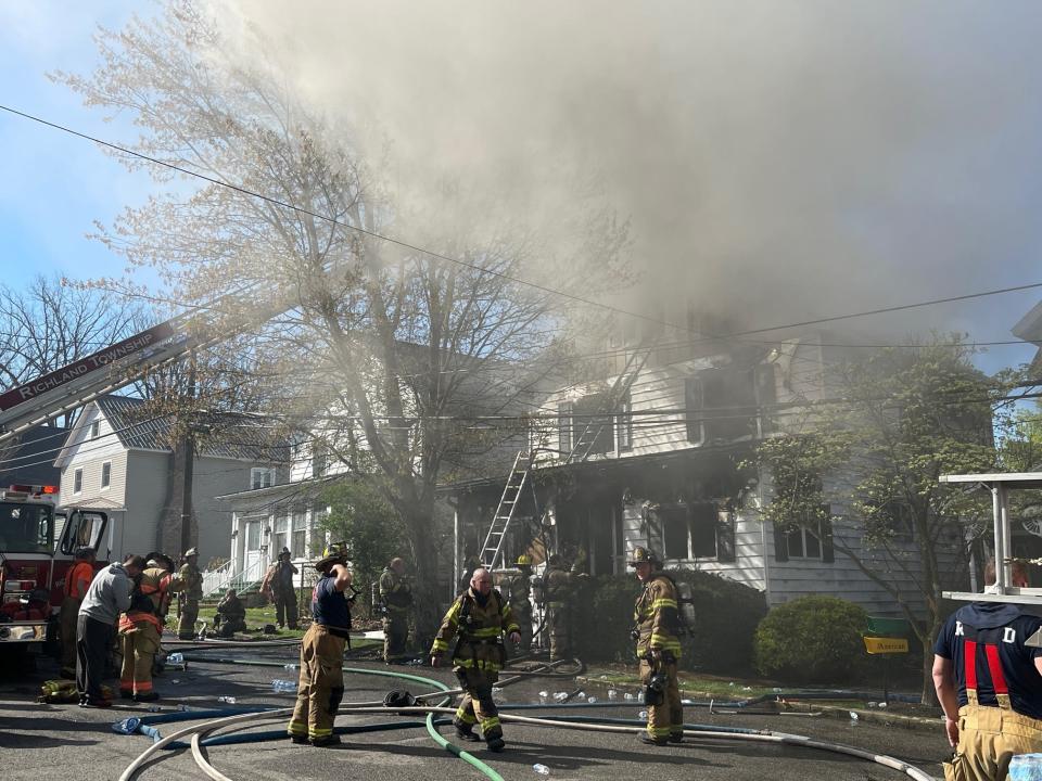 Heavy smoke was visible Friday as fire personnel worked to extinguish the flames inside this Allegheny Street home in Boswell.