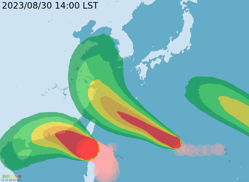 海葵颱風暴風圈侵襲機率。（圖／氣象局）