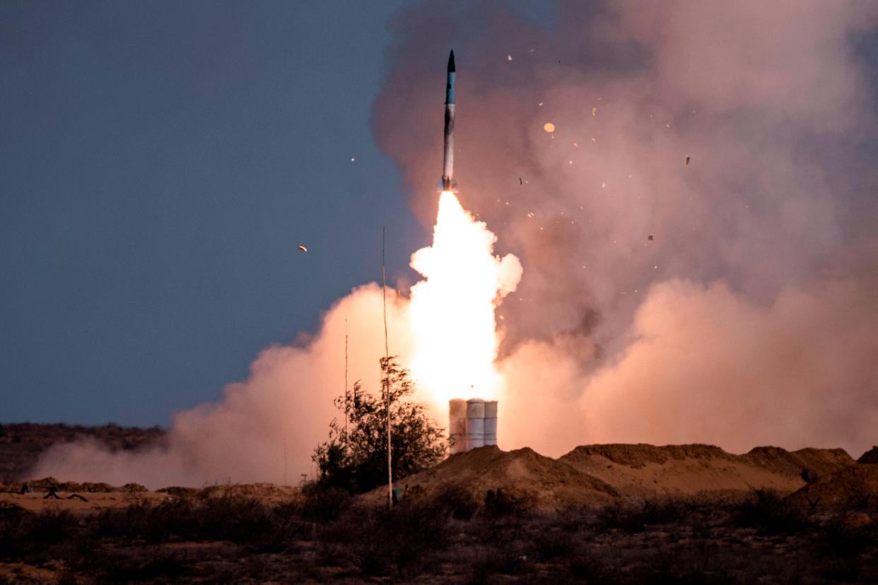 A rocket launches from a S-400 missile system (AFP via Getty Images)