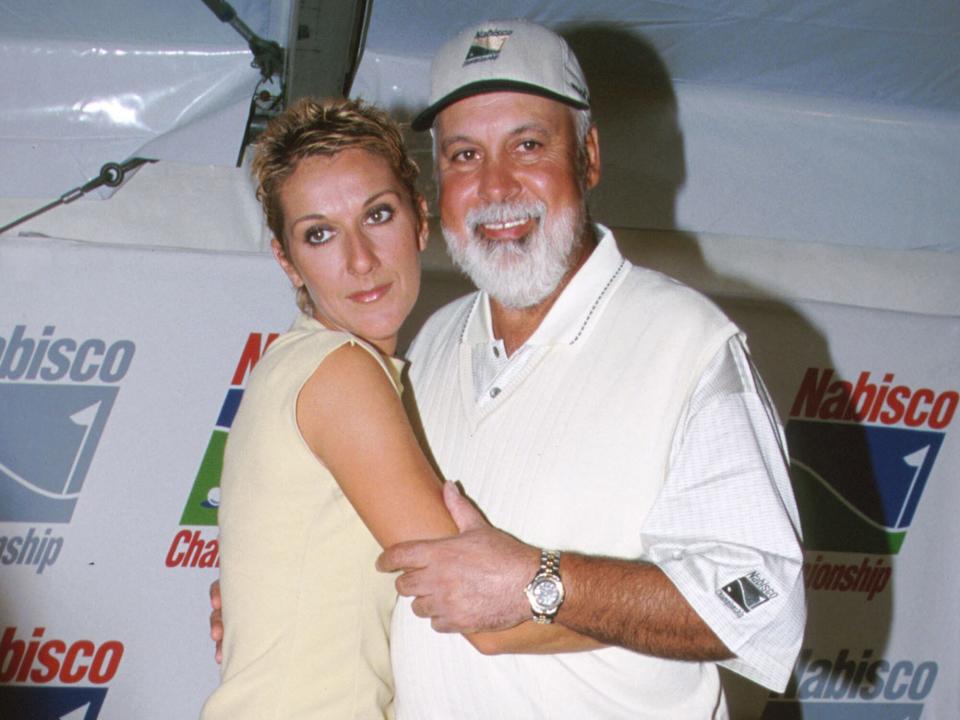 Celine Dion & Husband Rene Angelil during 2000 Nabisco Golf Championship at Mission Hills Country Club in Rancho Mirage, California, United States