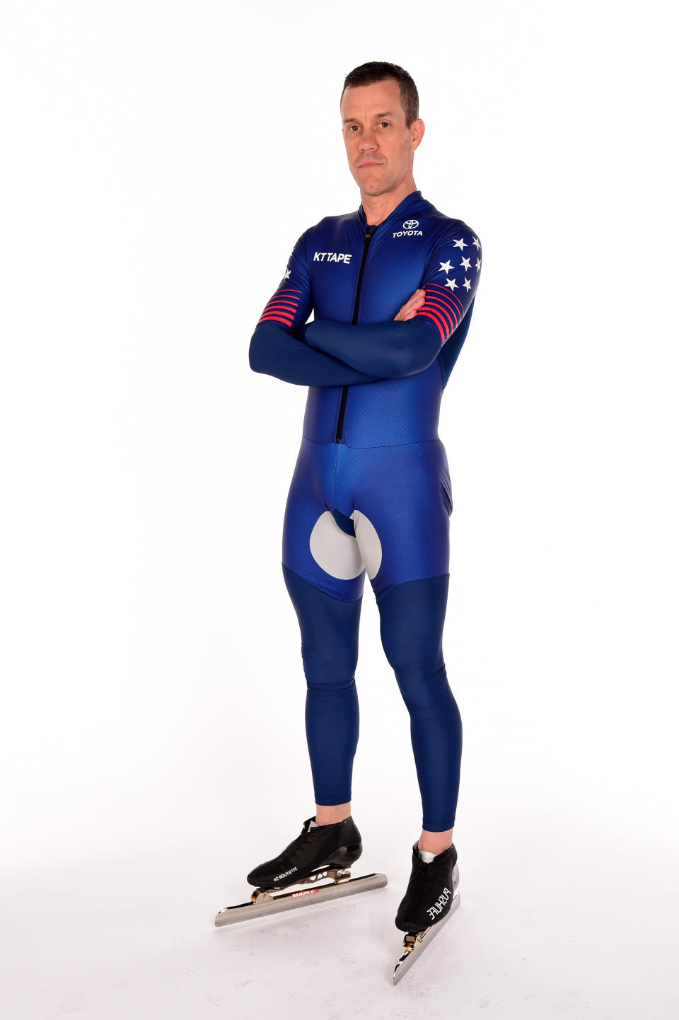 WEST HOLLYWOOD, CA – APRIL 27: Speed skater K.C. Boutiette poses for a portrait during the Team USA PyeongChang 2018 Winter Olympics photo sessions. (Getty Images)