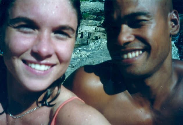 The author and her husband in the summer of 1998 at a swimming hole in New Hampshire.