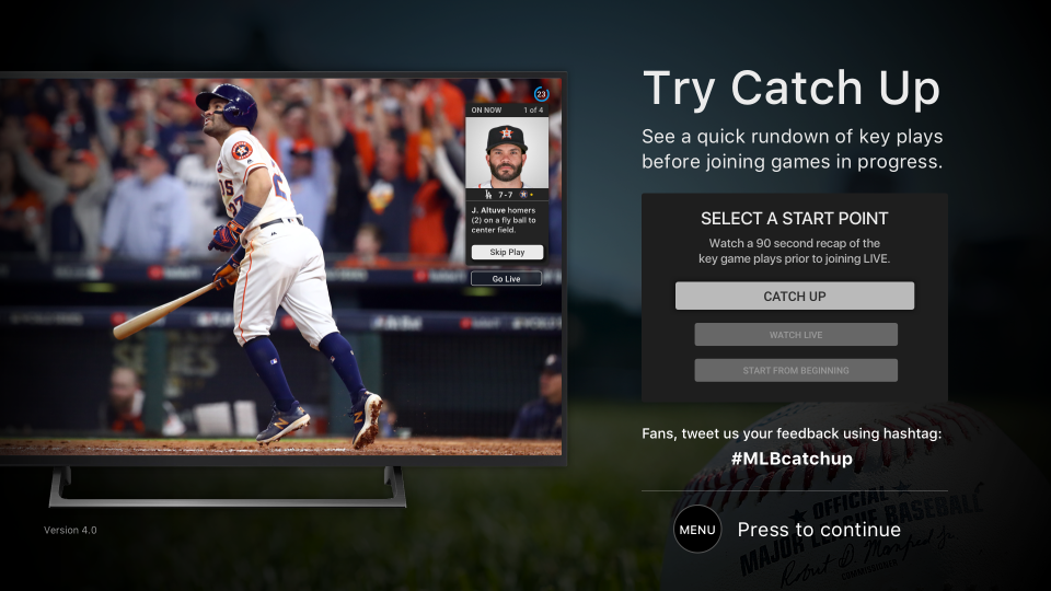 Catch Up, a new feature on MLB.tv (via MLB)