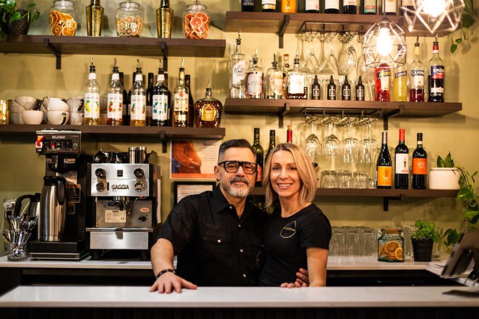 John Fusco (left) and Aggie Fusco (right) are pictured in their restaurant Bellona Kitchen. Bellona serves entirely vegan and vegetarian Italian dishes. 