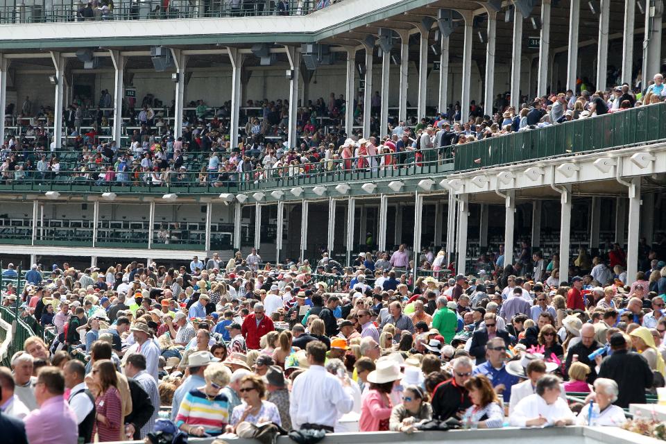 The crowd filled in the grandstands for Thurby at Churchill Downs.April 30, 2015