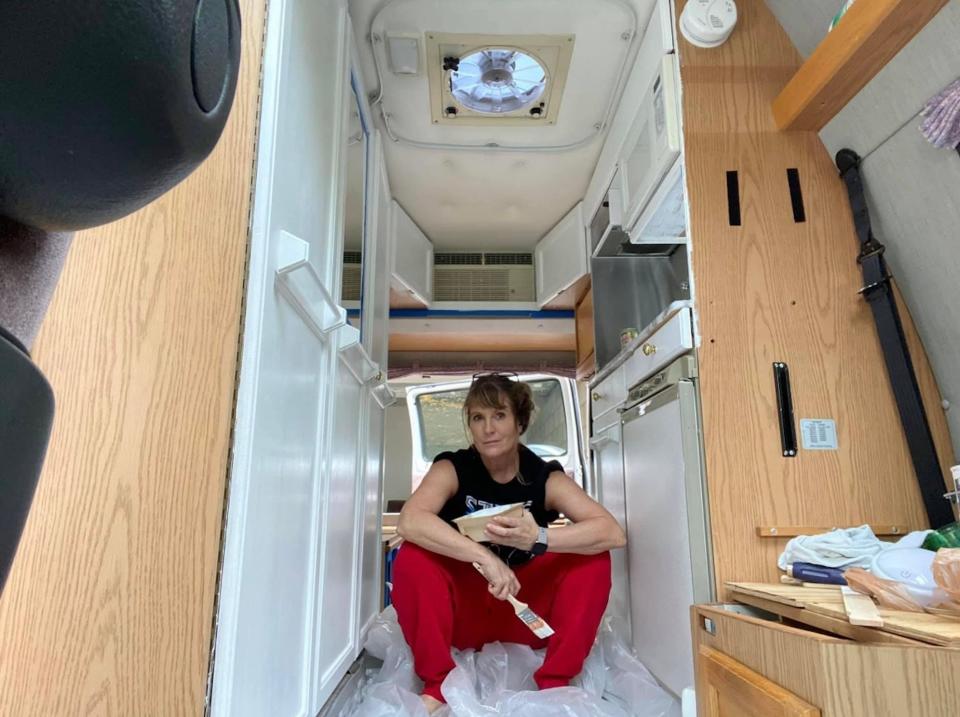 Tracey Tischler inside her van.