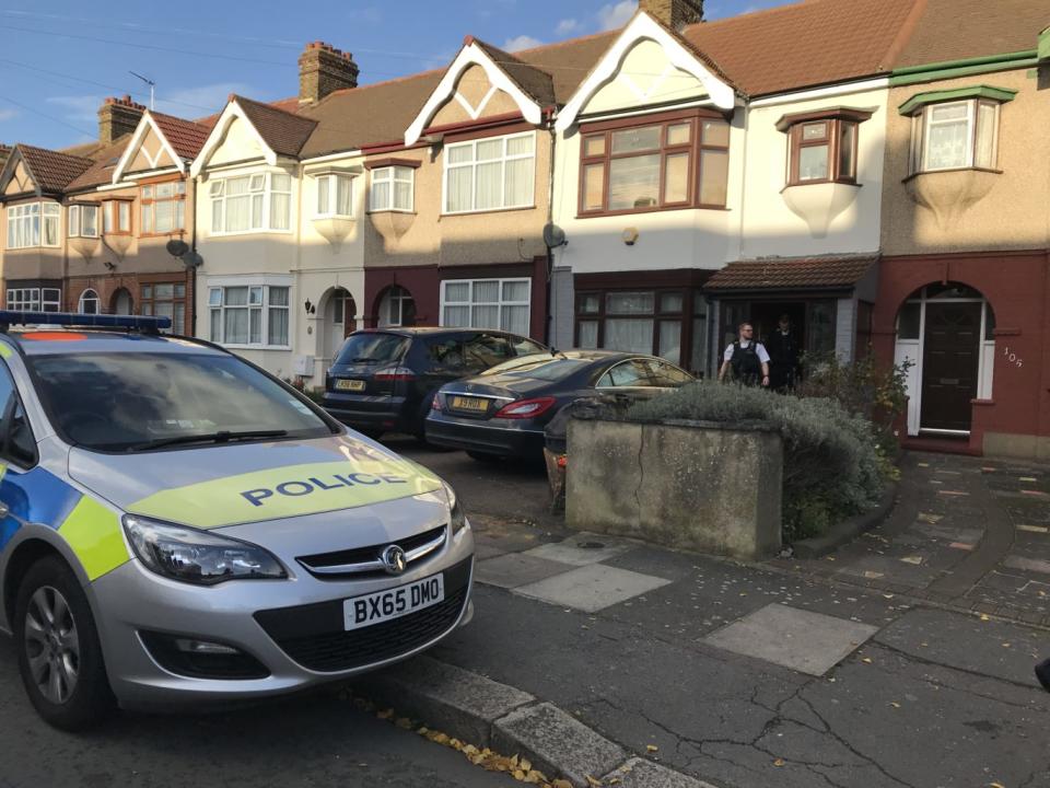 Police leaving the house in Applegarth Drive (Emma Bowden/PA)