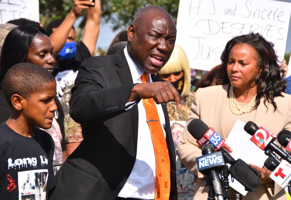 Civil rights attorney Benjamin Crump, accompanied by attorney Natalie Jackson.