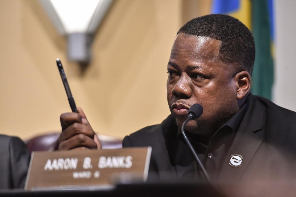 Ward 6 Councilman and Council President Aaron Banks, seen here in this April 12, 2023 file photo, and other members of the Jackson City Council have come out in fierce opposition of a potential senate bill that would give the state the power to take over Jackson's water system, instead of returning it back to the city.