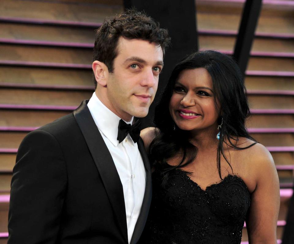B.J. Novak (L) and Mindy Kaling attend the 2014 Vanity Fair Oscar Party hosted by Graydon Carter on March 2, 2014 in West Hollywood, California